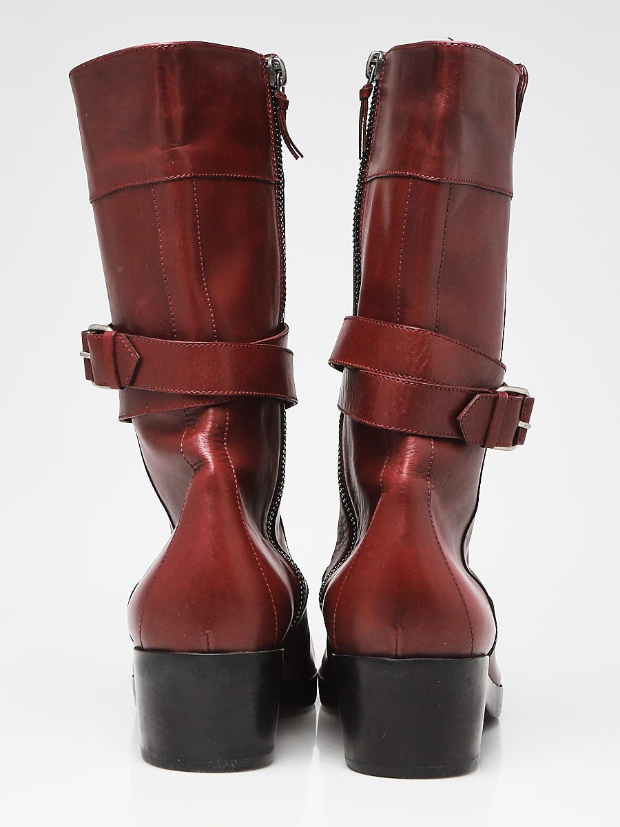 Balenciaga Woment's Quadro Boots Red 9