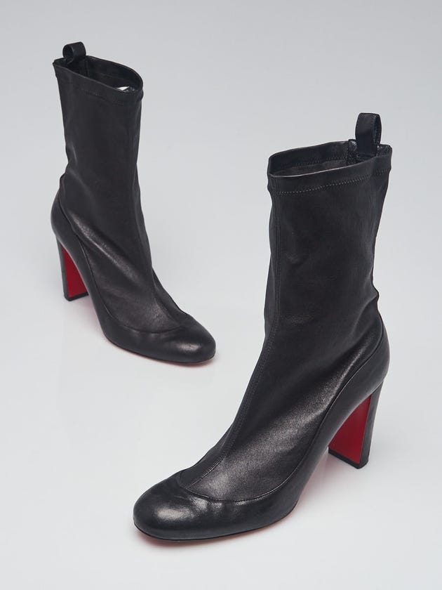 Christian Louboutin Black Stretchy Nappa Leather Gena Bootie 85 Boots Size 9.5/40