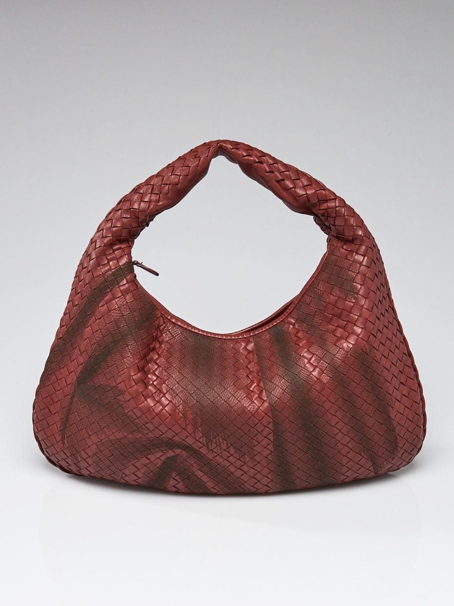 BOTTEGA VENETA Red Intrecciato Woven Nappa Leather Hobo Bag - 100% authentic