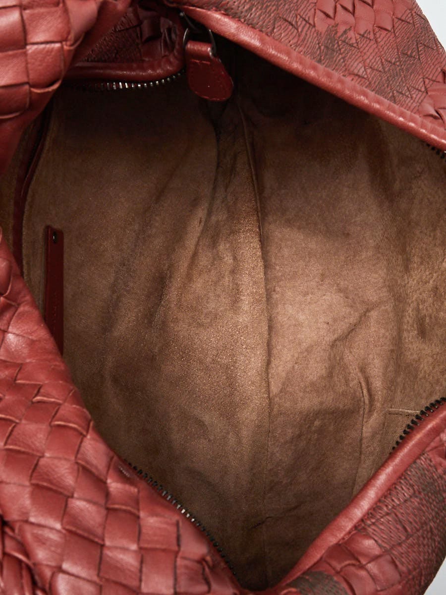 Bottega Veneta Burgundy Intrecciato Woven Nappa Leather Embroidered Large Hobo  Bag - Yoogi's Closet