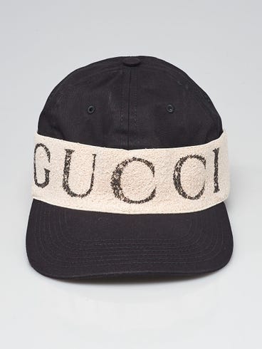 Gucci Black/Beige Canvas Logo Baseball Hat Size S