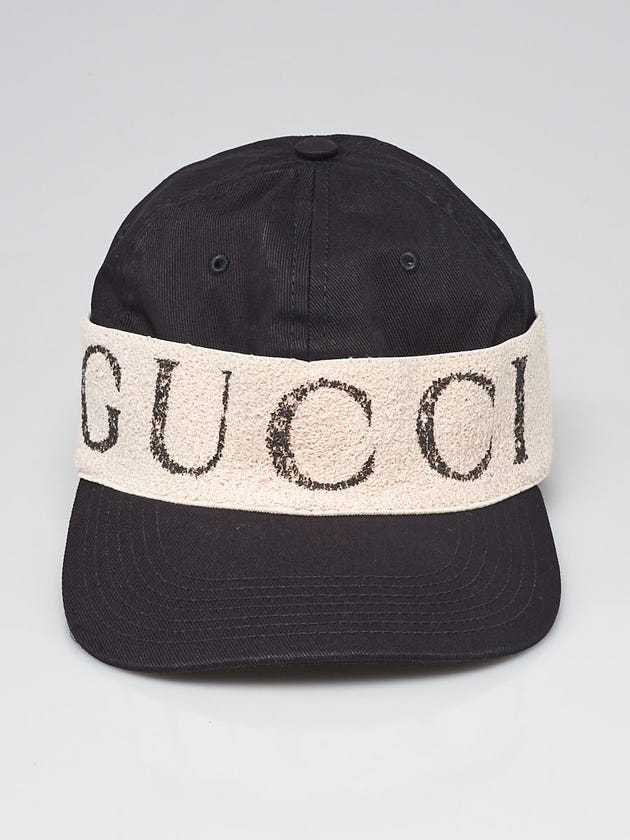 Gucci Black/Beige Canvas Logo Baseball Hat Size S
