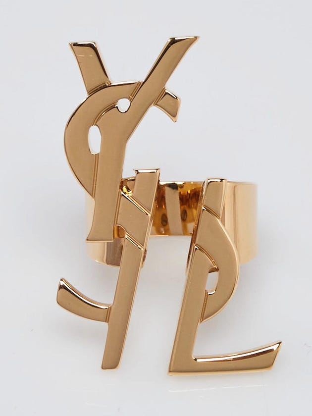 Yves Saint Laurent Goldtone Metal Opyum Ring Size 6.5