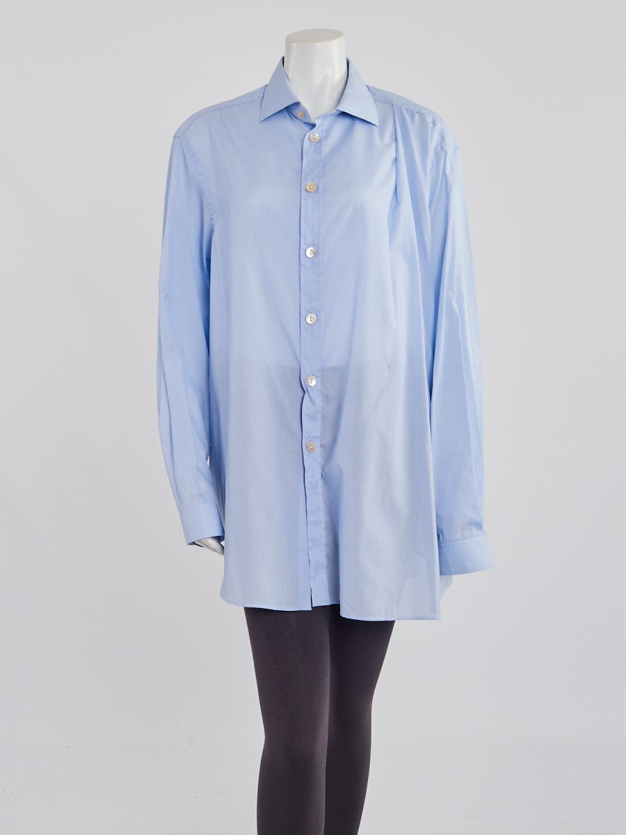 Gucci - Striped Cotton-poplin Shirt - Womens - Light Blue
