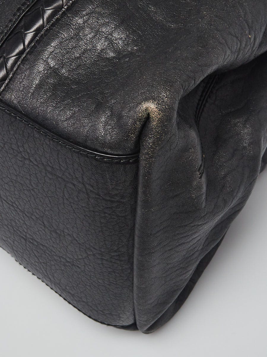 Bottega Veneta Black Lambskin Leather Roma Tote Bag