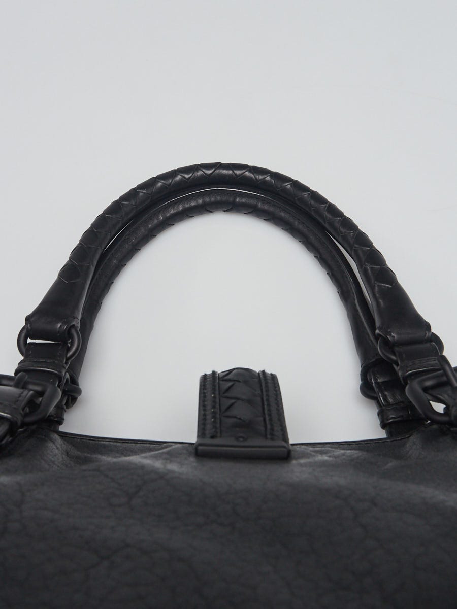 Bottega Veneta Black Lambskin Leather Roma Tote Bag