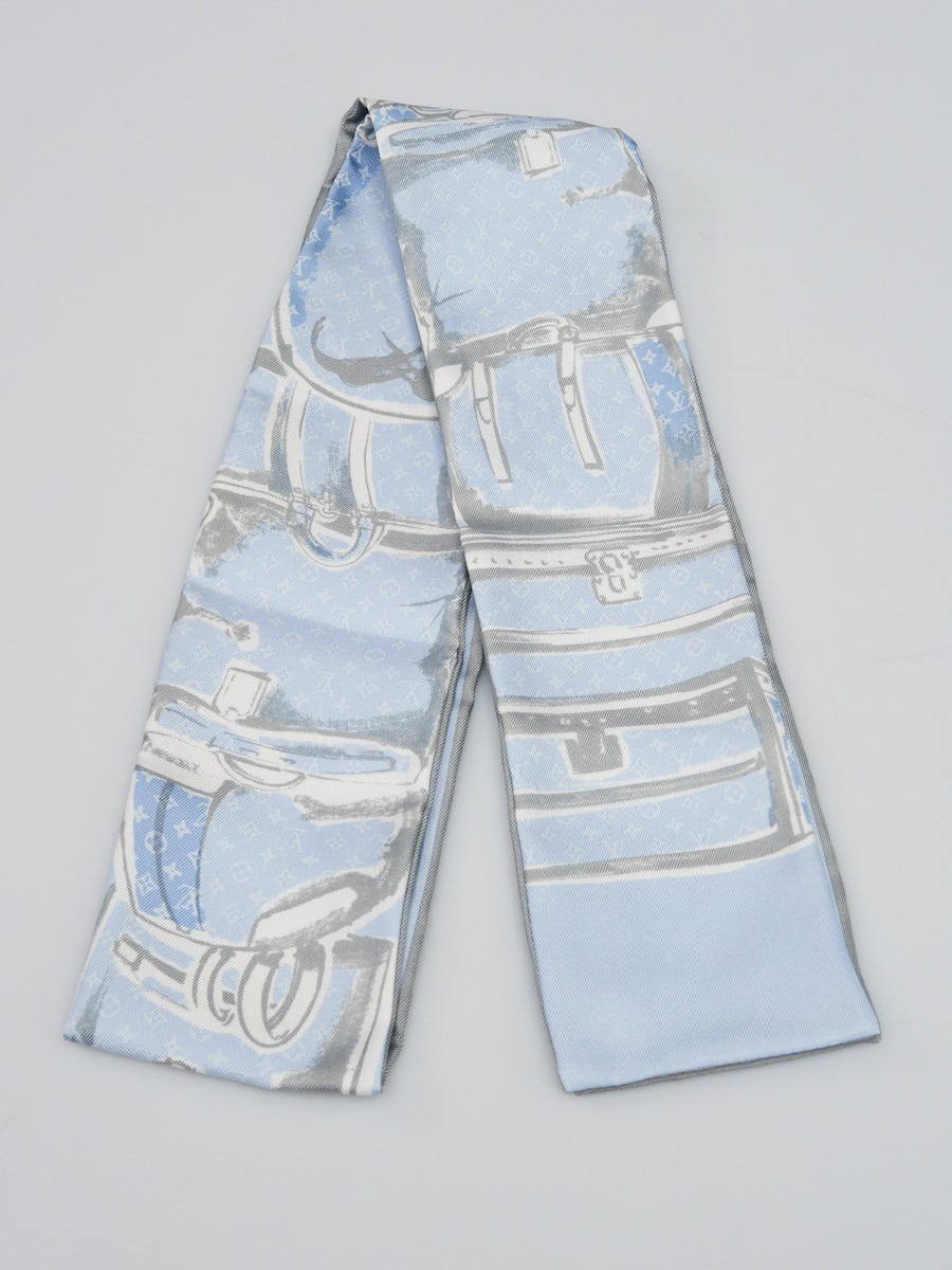 Louis Vuitton Blue Denim Silk Bandeau Scarf - Yoogi's Closet