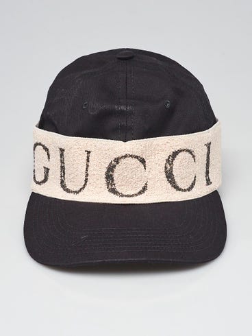 Gucci Black/Beige Canvas Logo Baseball Hat Size S