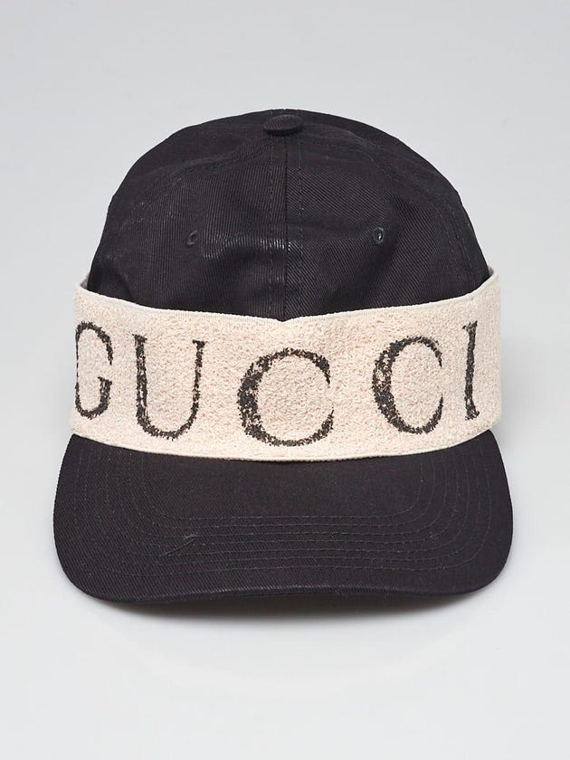 Gucci Black/Beige Canvas Logo Baseball Hat Size S