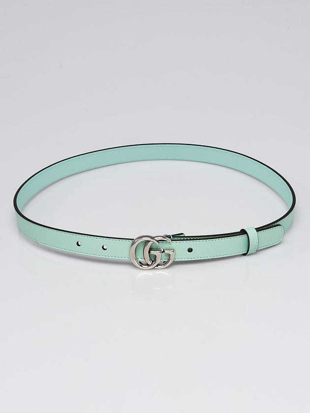 Gucci Mint Green Double G Skinny Belt Size 80/32