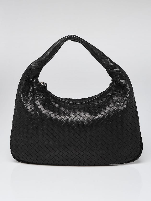 Bottega Veneta Black Intrecciato Nappa Leather Small Veneta Hobo Bag