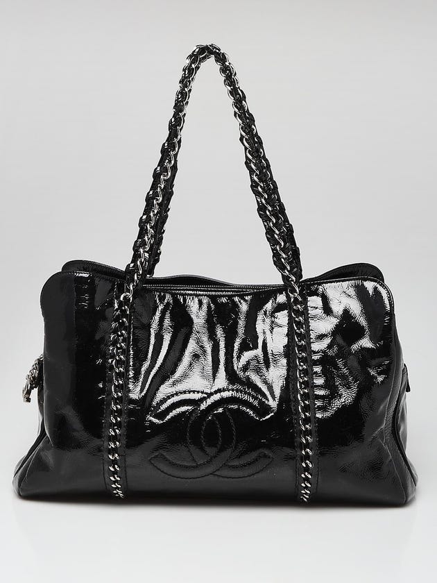 Chanel Black Patent Leather Luxe Ligne Tote Bag