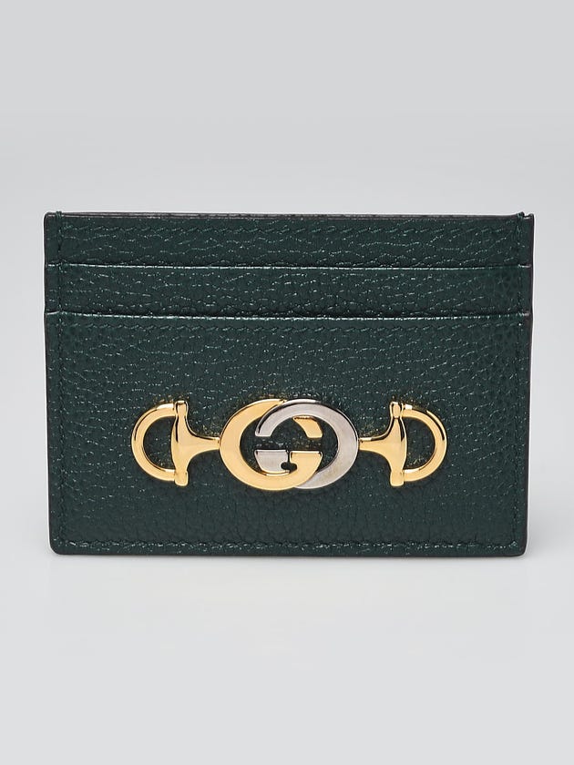 Gucci Green Leather Zumi Card Holder