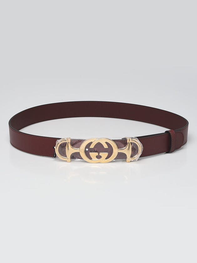 Gucci Burgundy Smooth Leather Zumi Slim Belt Size 85/34