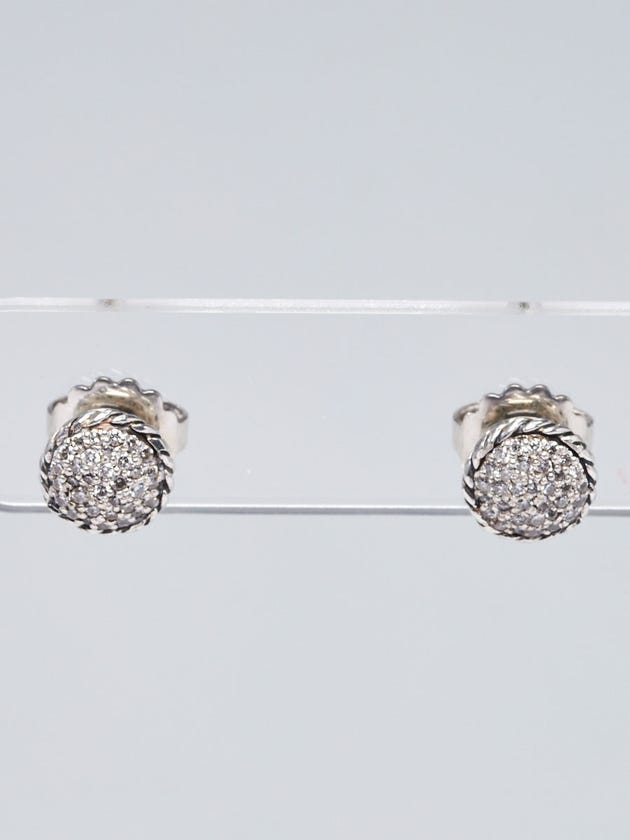 David Yurman Sterling Silver and Petite Pave Diamond Stud Earrings