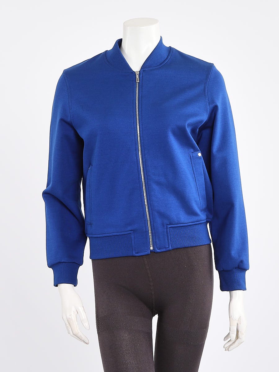 Hermes Blue Cotton Ribbed Jacket Size 2/34 - Yoogi's Closet