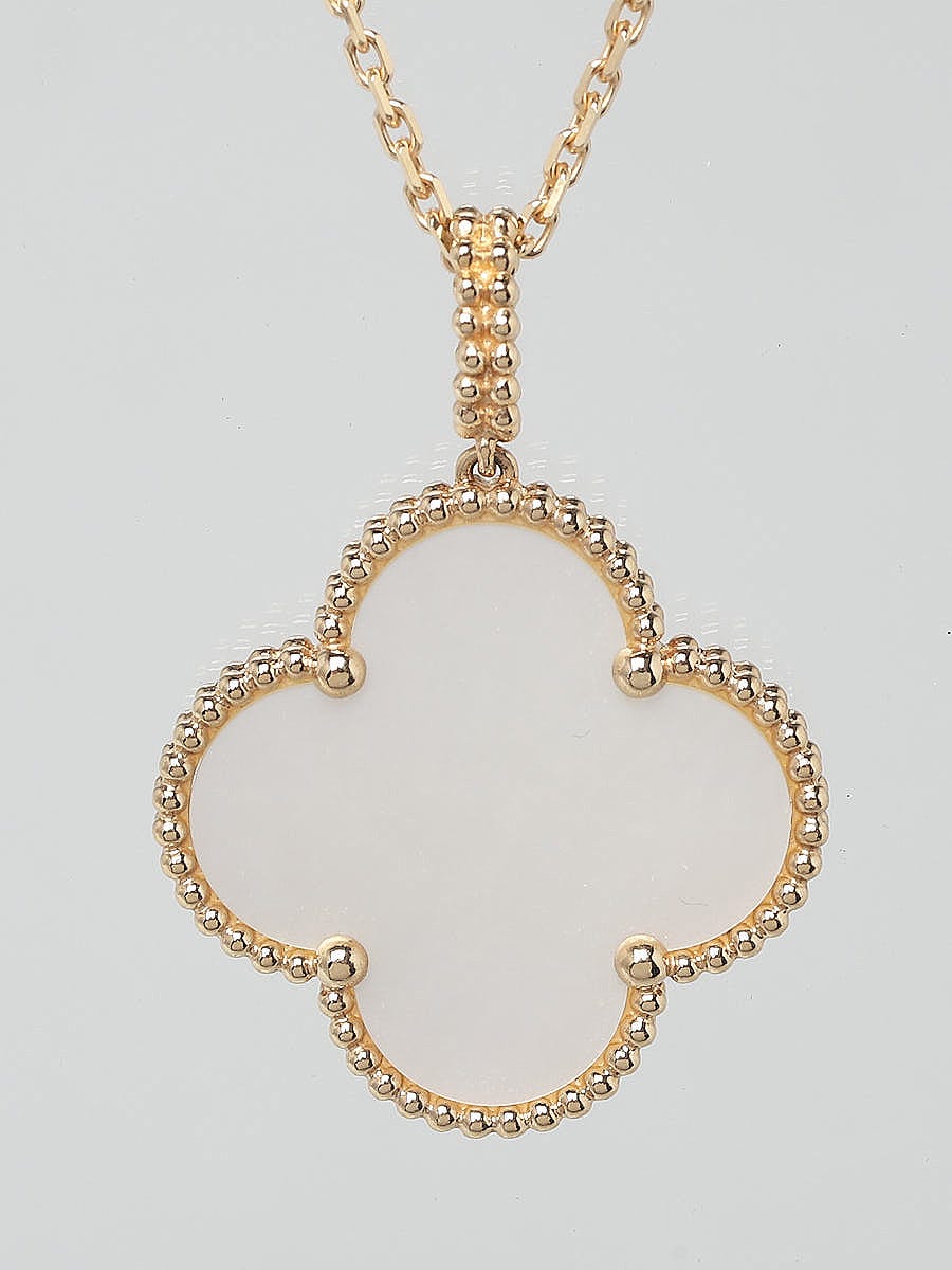 Van Cleef & Arpels 18k Yellow and Mother of Pearl Magic Alhambra 1 Motif Necklace