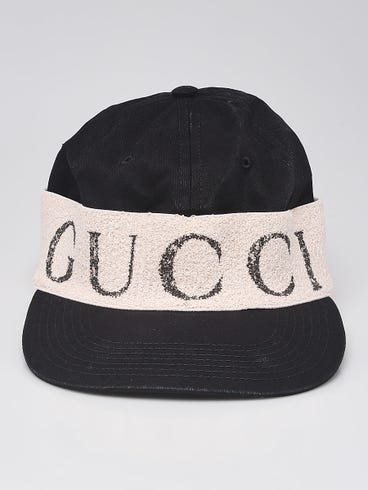 Gucci Black/Beige Canvas Logo Baseball Hat Size S