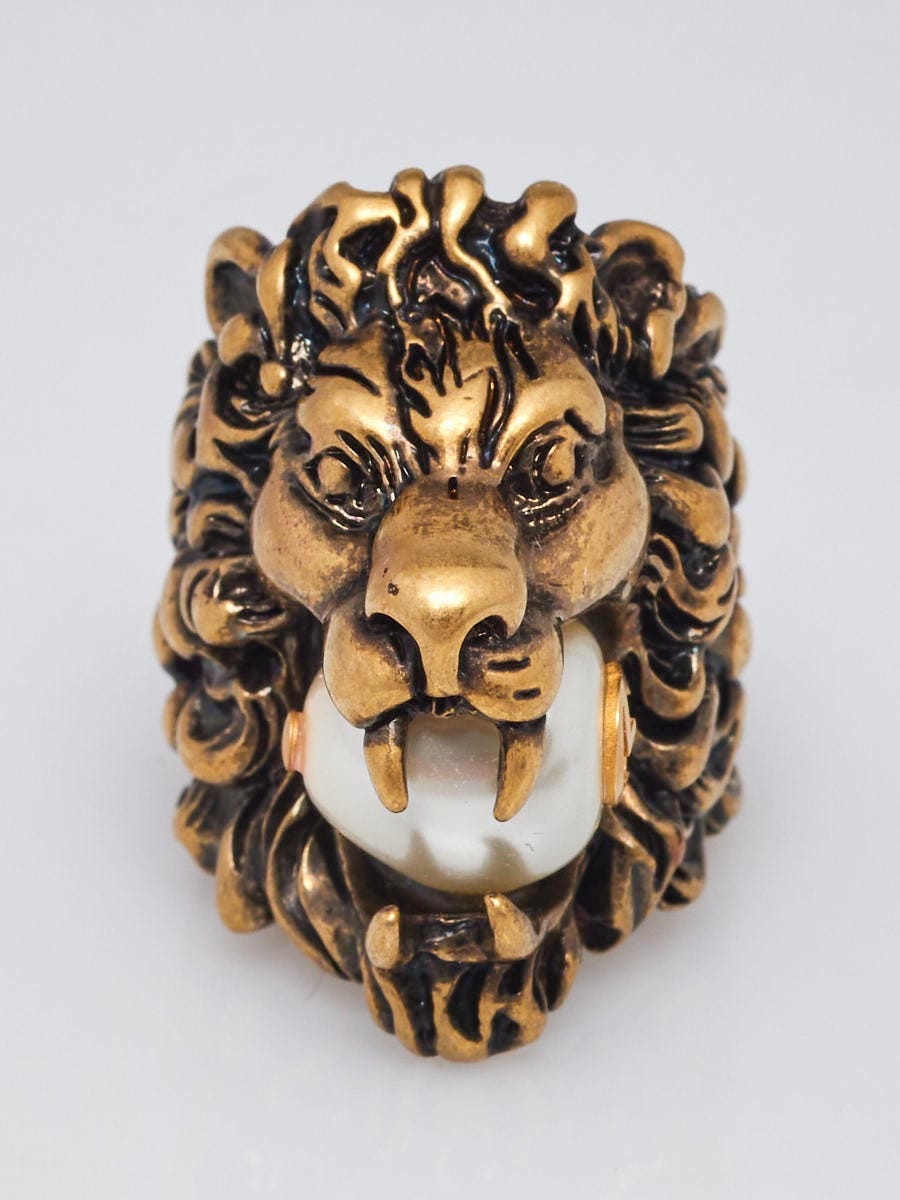 10k Lion Face Gold Ring for Men - Grimal Jewelry