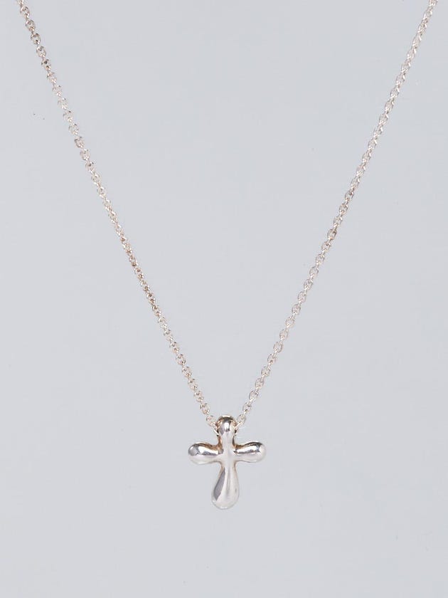Tiffany & Co. Sterling Silver Elsa Peretti Small Cross Pendant Necklace