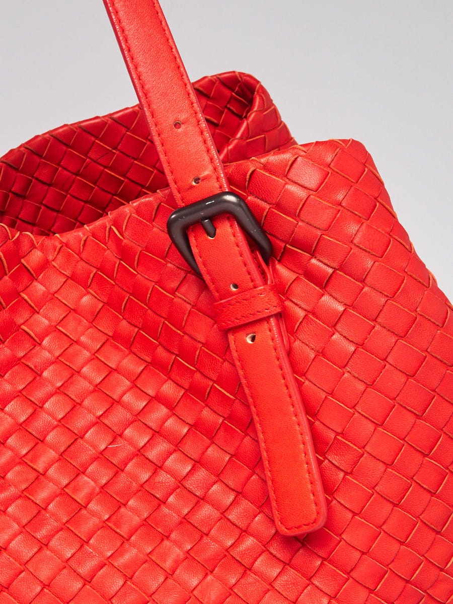 Bottega Veneta Red Intrecciato Woven Nappa Leather Large Cesta Tote Bag
