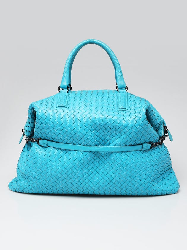 Bottega Veneta Bright Blue Intrecciato Woven Nappa Leather Large Convertible Tote Bag