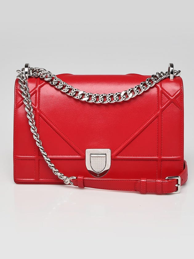 Christian Dior Red Lambskin Leather Diorama Medium Flap Bag