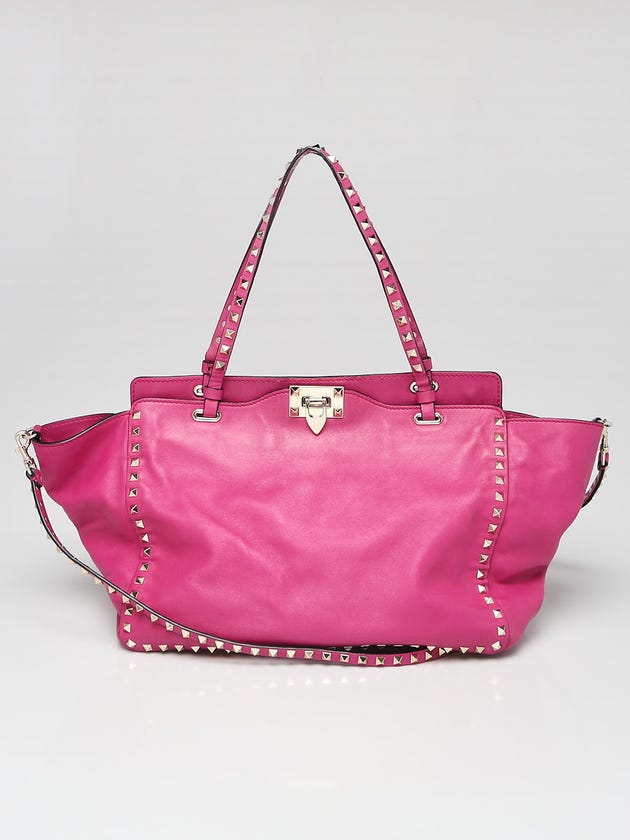 Valentino Purple Leather Rockstud Trapeze Medium Tote Bag
