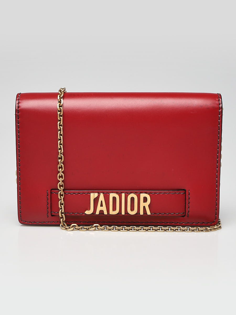 Christian Dior Red Smooth Calfskin Leather J'ADIOR Wallet on Chain Clutch  Bag - Yoogi's Closet