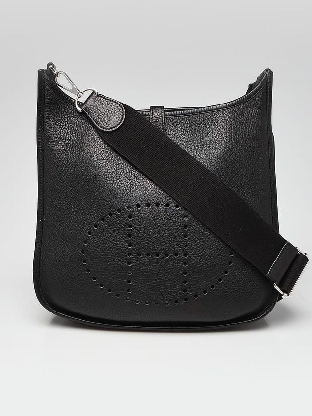 Hermes Black Clemence Leather Evelyne PM III Bag