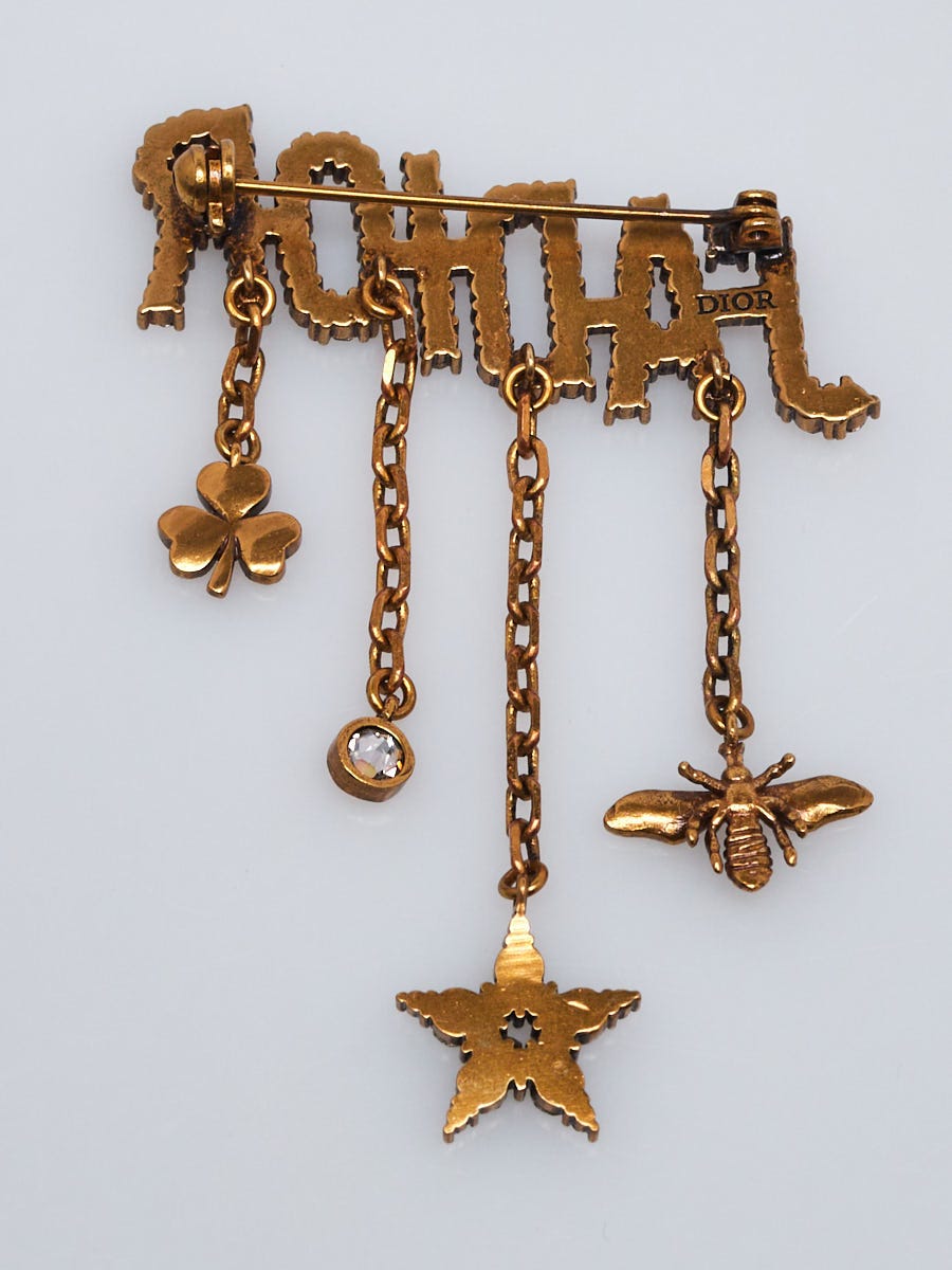 Christian Dior Goldtone Metal Crystal J'adior Dangling
