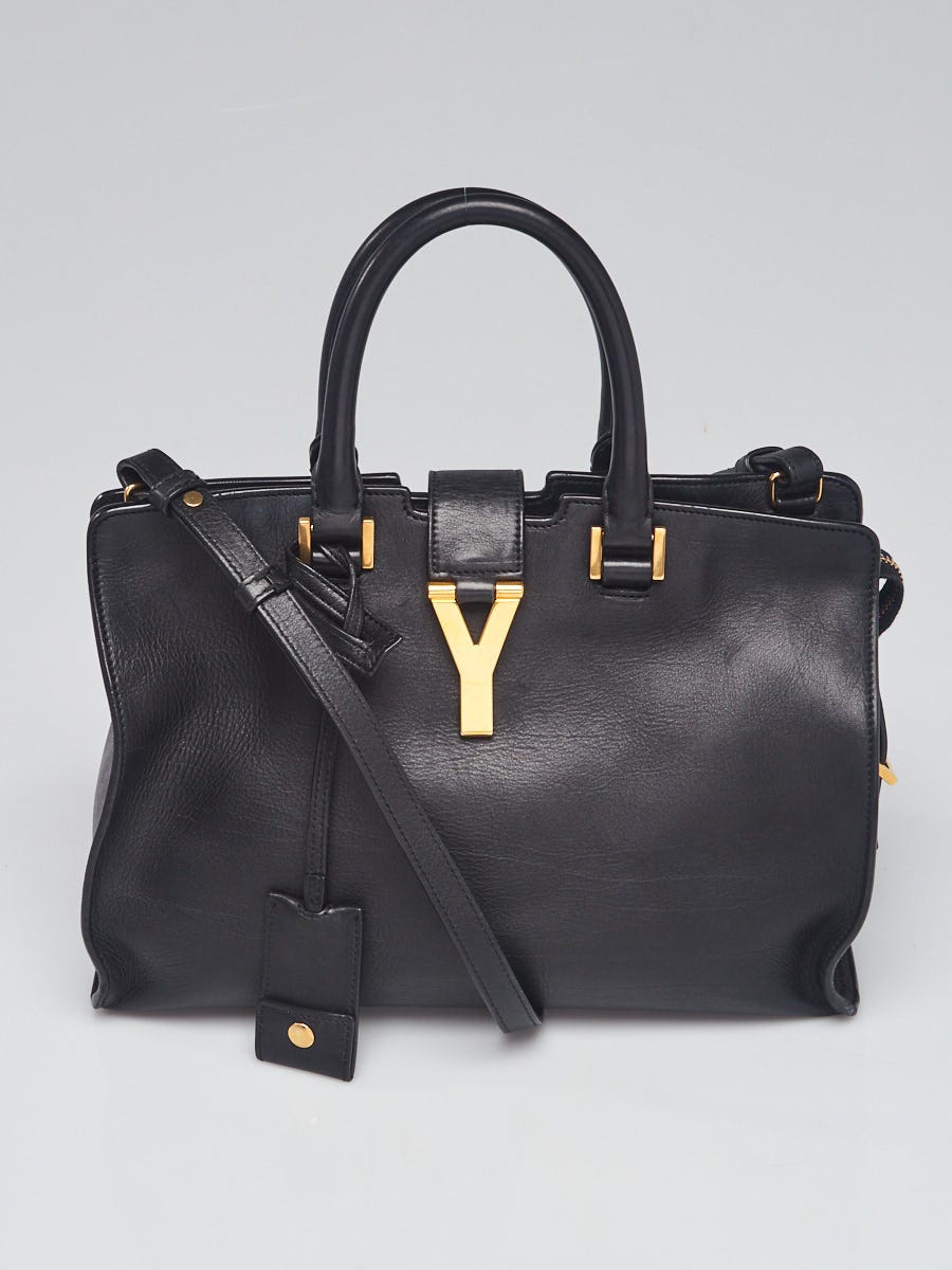 Yves Saint Laurent Black Smooth Calfskin Leather Small Cabas ChYc