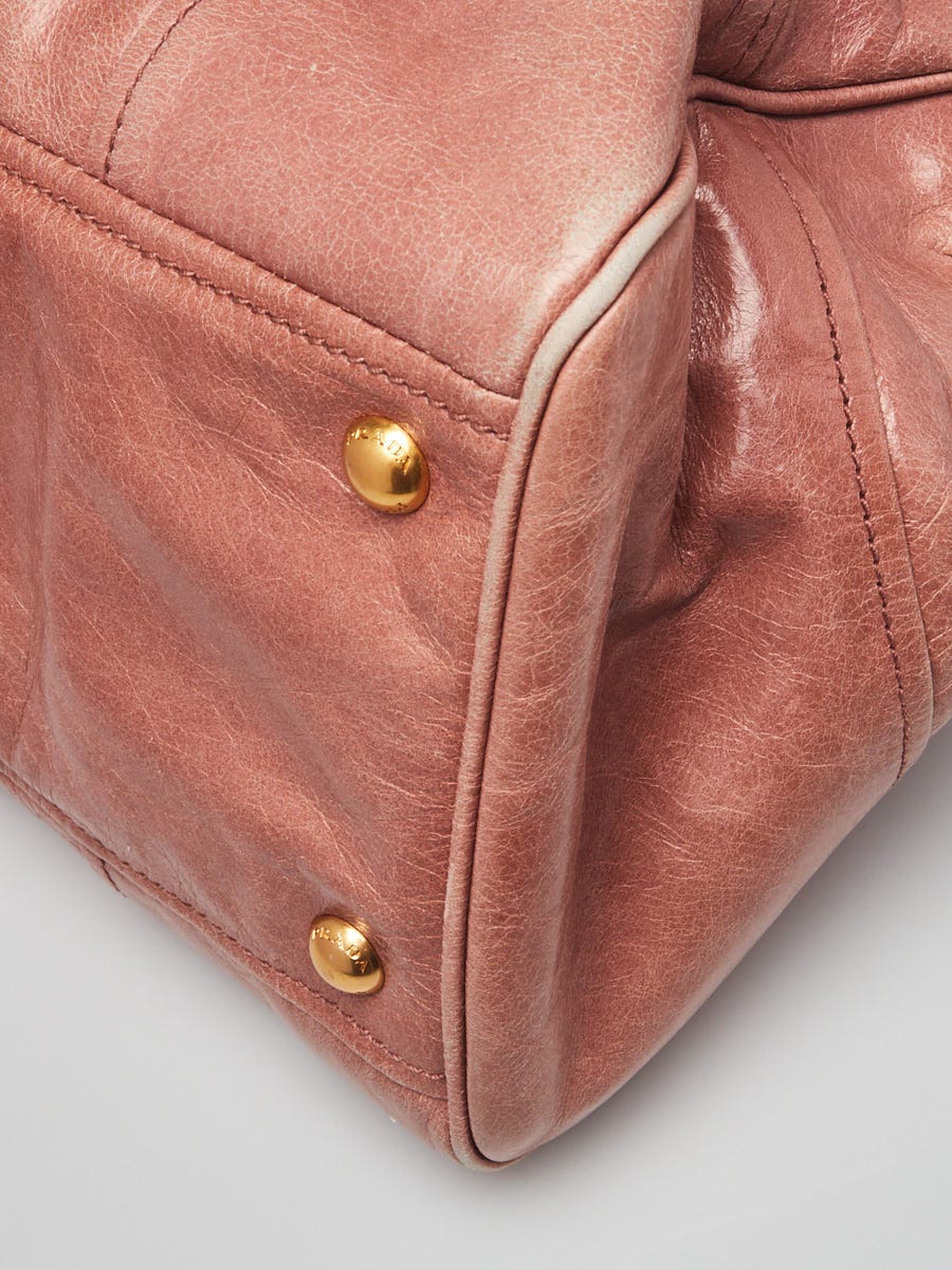 Prada Saffiano Leather Two-Way Top Handle Messenger Bag Blush