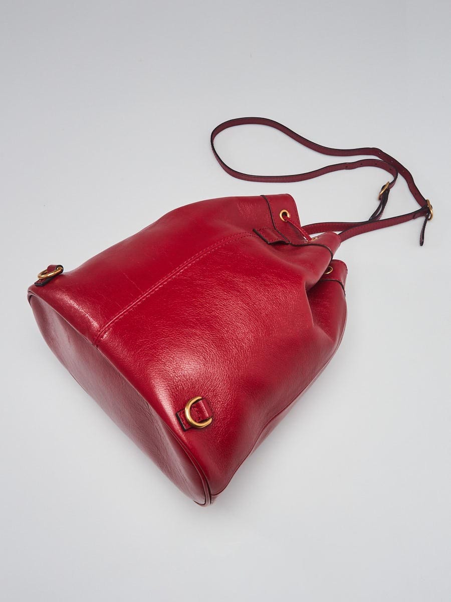 Gucci Vintage Burgundy Red Leather Bucket Bag