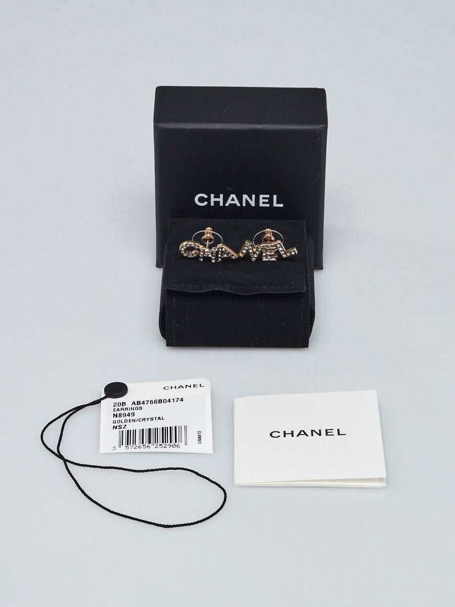 Chanel CHA-NEL Stud Earrings Metal with Crystals Gold 2341662