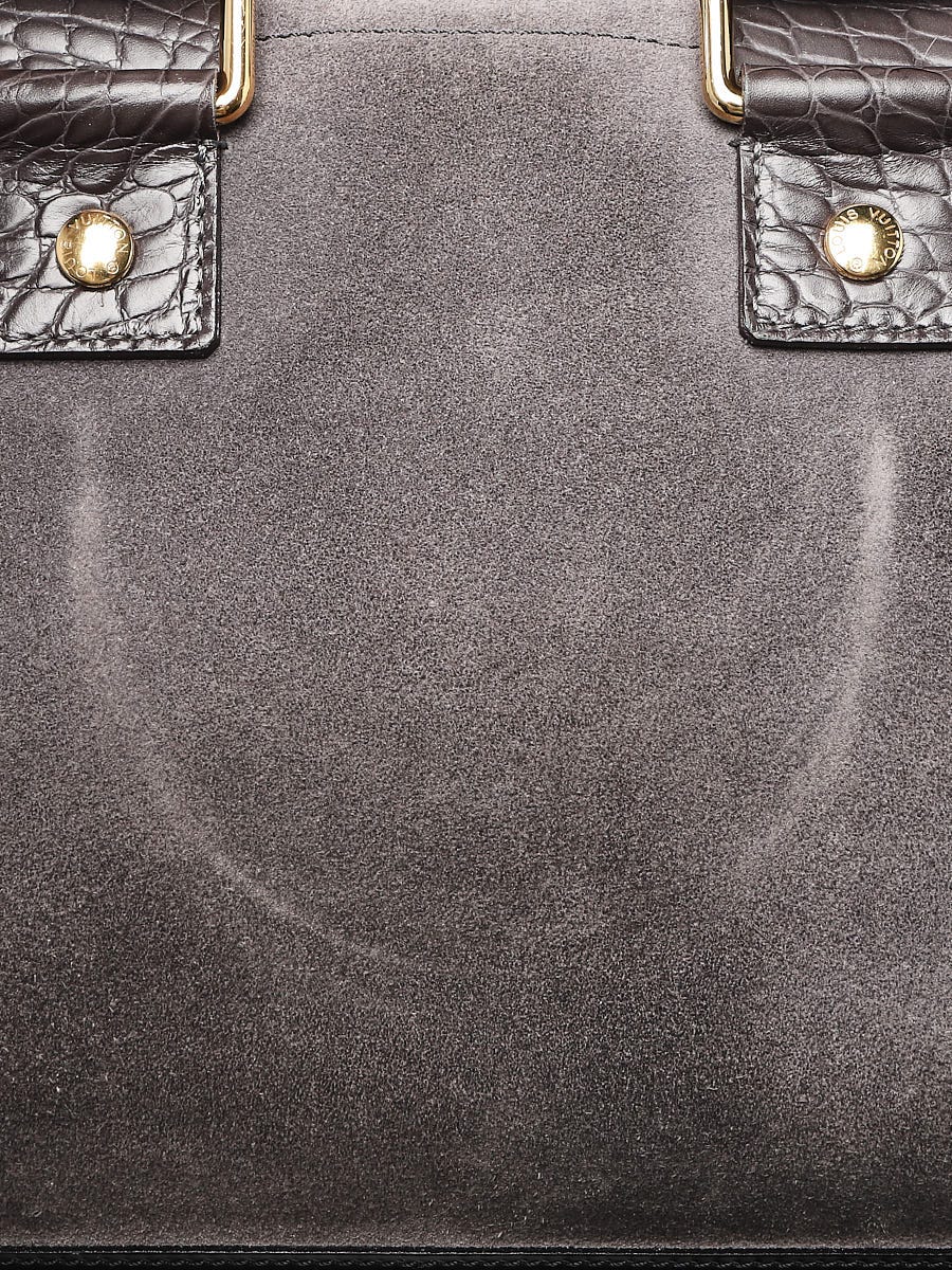 Louis Vuitton Grey/Black Suede Limited Edition Havane Stamped Trunk GM Bag  at 1stDibs