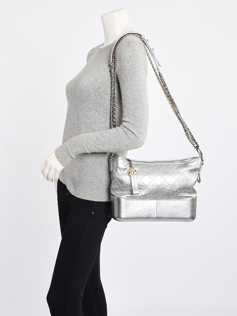 Chanel Silver Quilted Calfskin Leather Gabrielle Medium Hobo Bag - Yoogi's  Closet