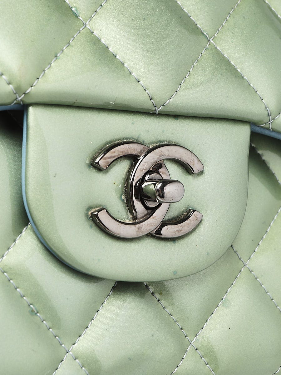 Chanel Mint Green Quilted Patent Leather Medium Boy Flap Bag