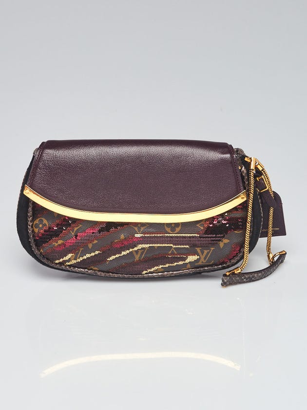 Louis Vuitton Limited Edition Bordeaux Monogram Savage Tiger Clutch Bag