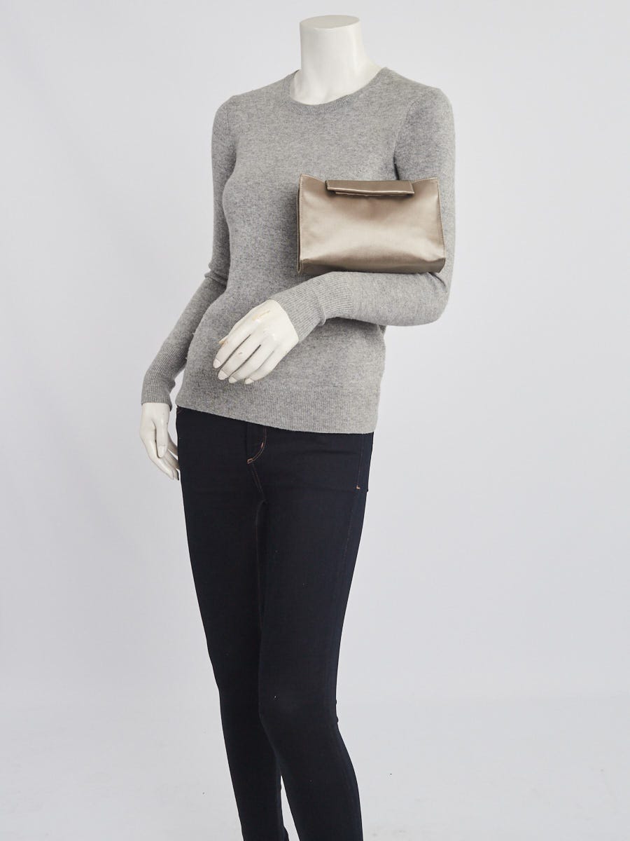 Prada Perla Silver Tessuto Satin Small Clutch Bag MV458