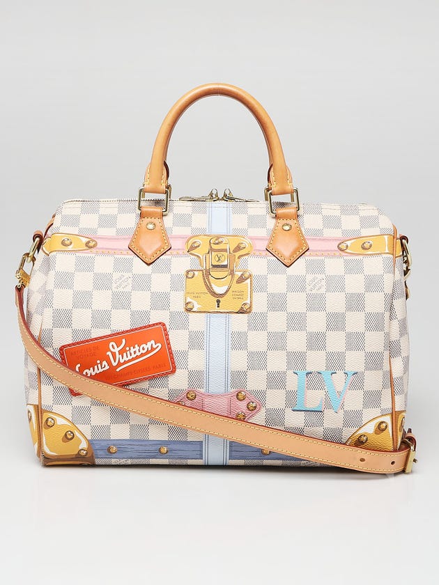 Louis Vuitton Limited Edition Damier Azur Summer Trunks Trompe L'oeil Speedy 30 Bandouliere Bag
