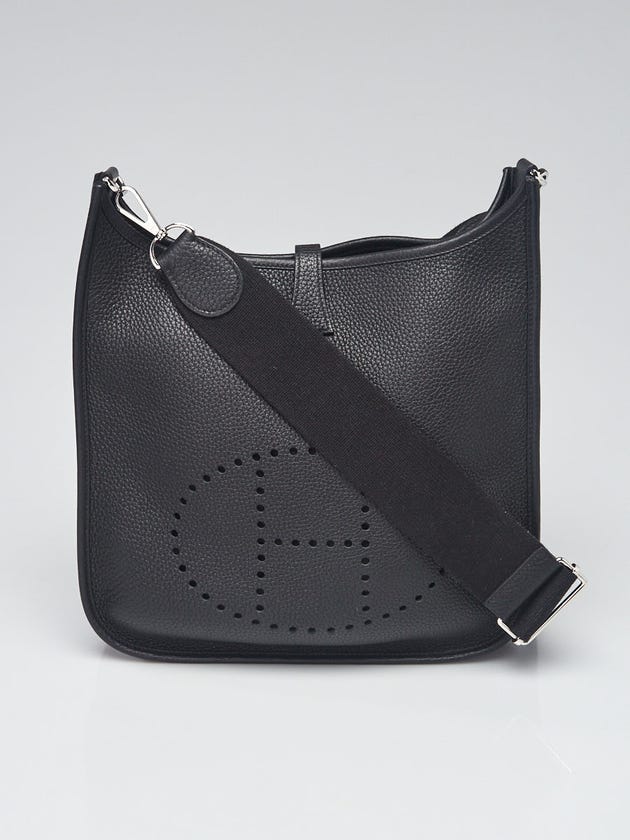 Hermes Black Clemence Leather Evelyne PM III Bag