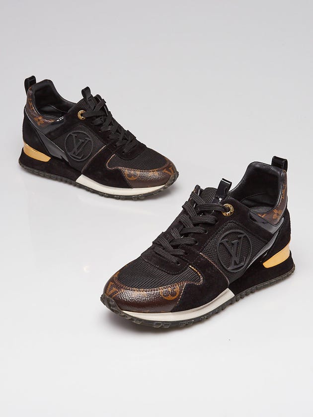 Louis Vuitton Black Mesh Fabric and Leather Run Away Sneakers Size 7.5/38