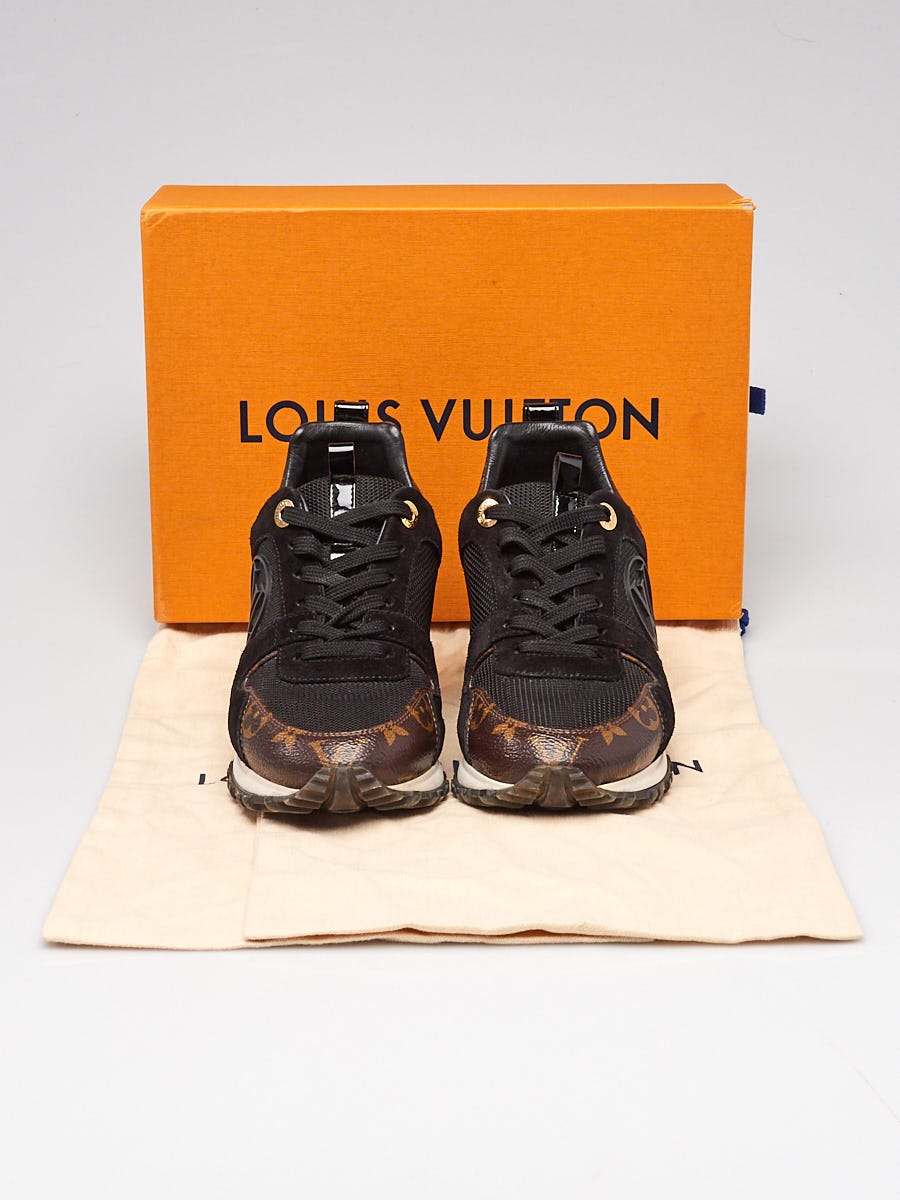 Louis Vuitton Black Suede, Mesh And Monogram Canvas Run Away Lace Up  Sneakers Size 38 Louis Vuitton