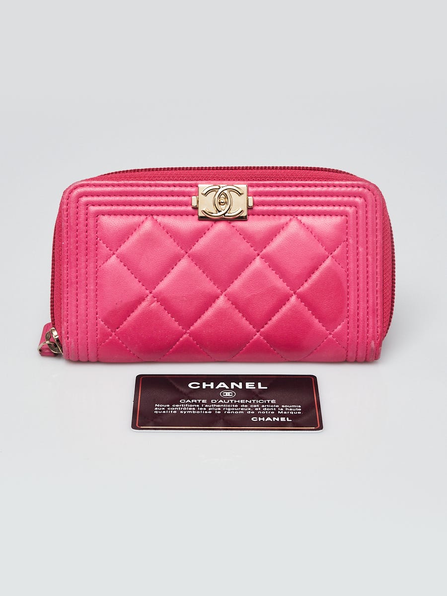 CHANEL Lambskin Quilted Resin CC Heart Zip Wallet Pink 1246213