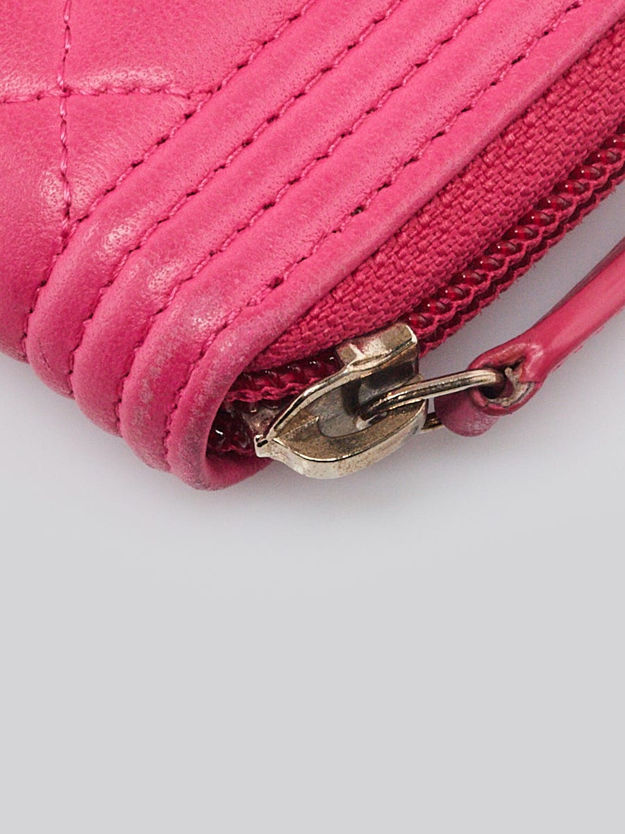 Chanel Small Boy Lambskin Zip Around Long Wallet Pink