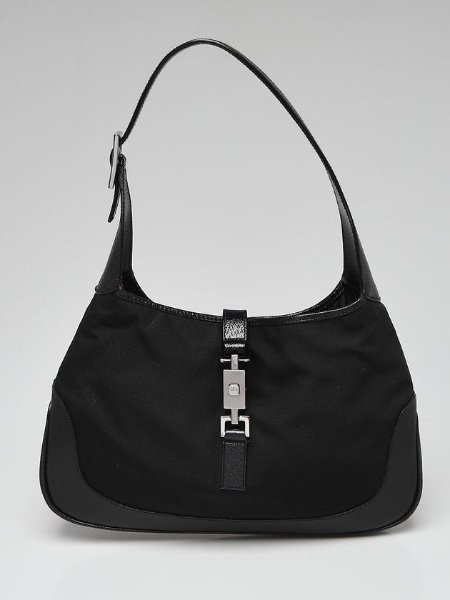 Gucci Black Nylon/Leather Jackie O Bouvier Small Hobo Bag