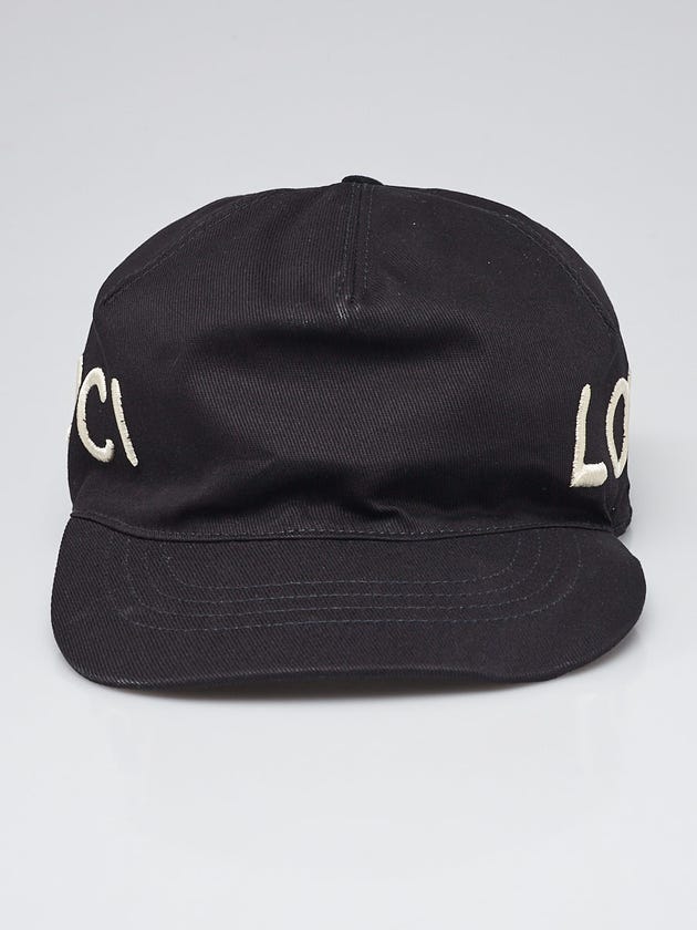Gucci Black Cotton Loved Baseball Hat Size XL