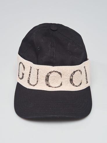 Gucci Black/Beige Canvas Logo Baseball Hat Size M