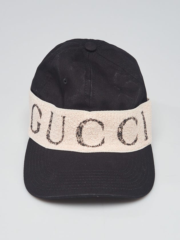 Gucci Black/Beige Canvas Logo Baseball Hat Size M